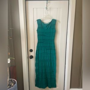 Chelsea & Violet Blue Boho Tiered Lace Summer Dog Days Maxi Dress Small